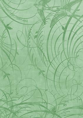 Mid Green Bird Flourish Swirls A4 Backing Paper