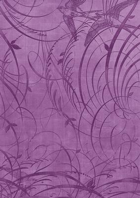 Purple Bird Flourish Swirls A4 Backing Paper