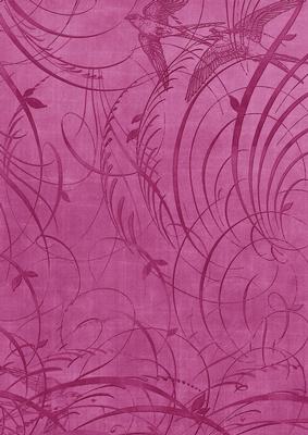 Cerise Bird Flourish Swirls A4 Backing Paper