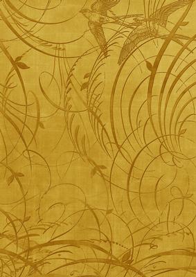 Gold Bird Flourish Swirls A4 Backing Paper