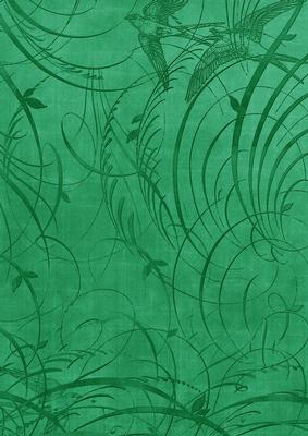 Dark Green Bird Flourish Swirls A4 Backing Paper