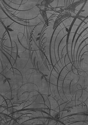 Black Bird Flourish Swirls A4 Backing Paper