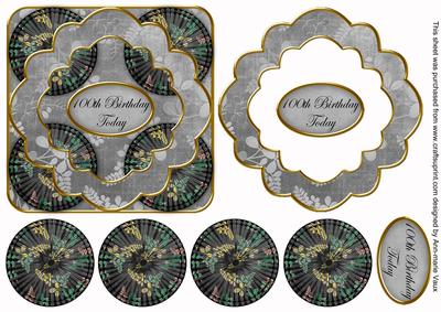 Black Oriental Fern 100th Birthday 3D Rosette Topper