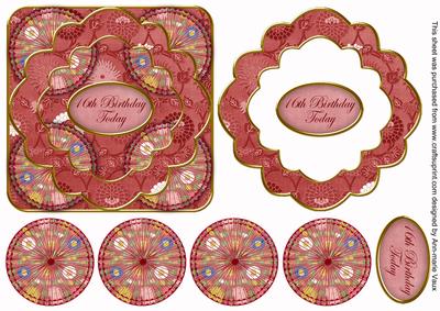 Red Oriental Flower 16th Birthday 3D Rosette Topper