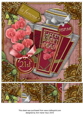 Sweet Peas Perfume 21st Birthday 8in Picture Sheet