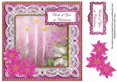 Pink Poinsettias Both of You 8in Sentiment Topper