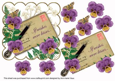 Purple Pansy If Wishes Were -  Ink Saver 6in Step by Step