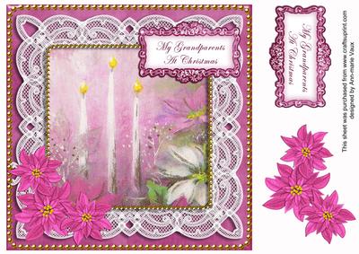 Pink Poinsettia My Grandparents 8in Sentiment Topper