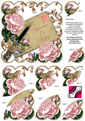 Pink Roses Ink Saver 75 Today 6in Duo Corner Stacker