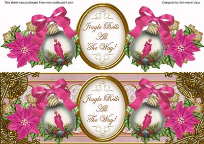 Pink Candles Jingle Bells Large Dl Decoupage Step by Step