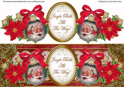 Father Christmas Jingle Bells Large Dl Decoupage Topper