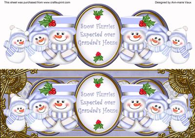 Blue Snowman Snow Flurries Grandads House Large Dl Topper