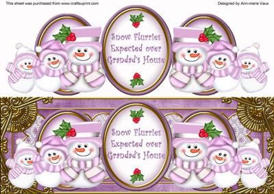 Lilac Snowman Snow Flurries Grandads House Large Dl Topper