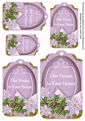 Pastel Lilac Poinsettia Our House to Your House Tag Sheet