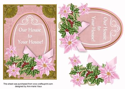 Pink Poinsettia Ours to Yours 7x5in Oval Step by Step