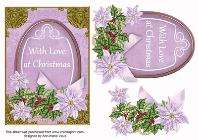 Lilac Poinsettia with Love 7x5in Oval Step by Step