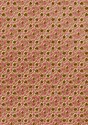 Dark Red Ditsy Heart Gold A4 Backing Paper