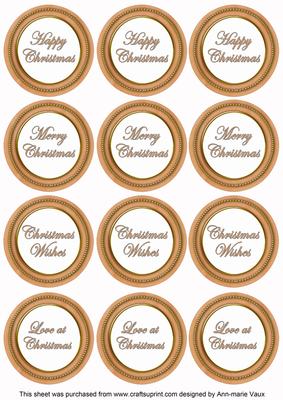 Borange Paint Christmas Mix1 Sentiment Round Toppers