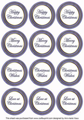 Dark Blue Paint Christmas Mix1 Sentiment Round Toppers