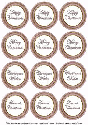 Dpink Paint Christmas Mix1 Sentiment Round Toppers