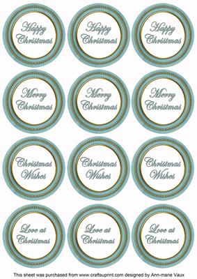 Dteal Paint Christmas Mix1 Sentiment Round Toppers