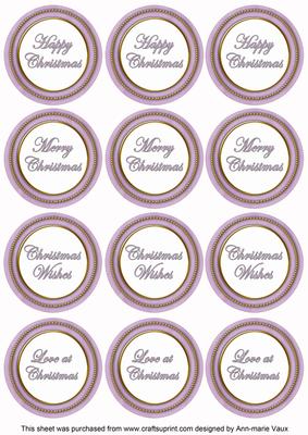 Lilac Paint Christmas Mix1 Sentiment Round Toppers