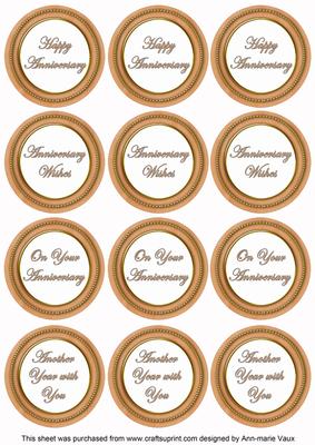 Borange Paint Anniversary Mix Sentiment Round Toppers