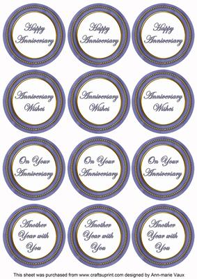 Dark Blue Paint Anniversary Mix Sentiment Round Toppers