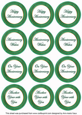 Dark Green Paint Anniversary Mix Sentiment Round Toppers