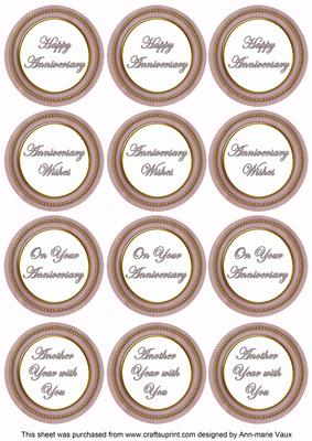 Dpink Paint Anniversary Mix Sentiment Round Toppers