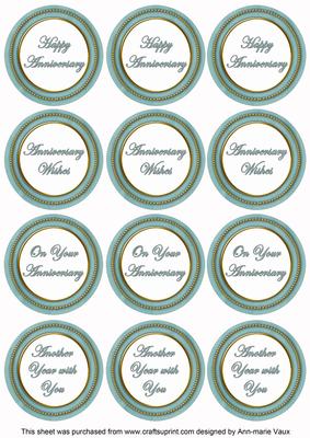 Dteal Paint Anniversary Mix Sentiment Round Toppers