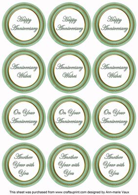 Mid Green Paint Anniversary Mix Sentiment Round Toppers