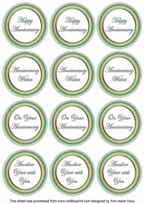 Mint Green Paint Anniversary Mix Sentiment Round Toppers