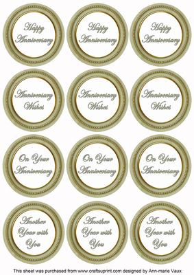Olive Paint Anniversary Mix Sentiment Round Toppers