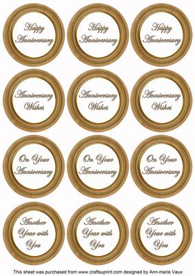 Vintage Tea Paint Anniversary Mix Sentiment Round Toppers