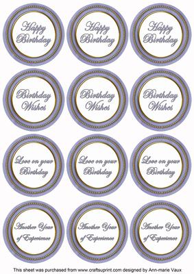 Blue Paint Birthday Mix1 Sentiment Round Toppers