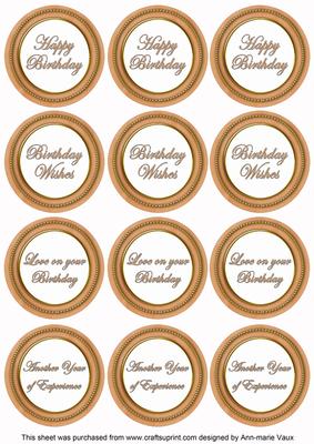 Borange Paint Birthday Mix1 Sentiment Round Toppers