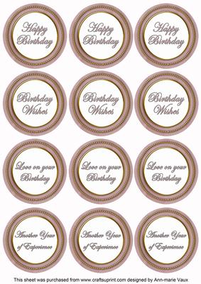 Dpink Paint Birthday Mix1 Sentiment Round Toppers