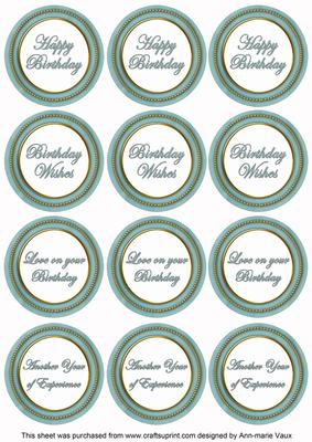 Dteal Paint Birthday Mix1 Sentiment Round Toppers