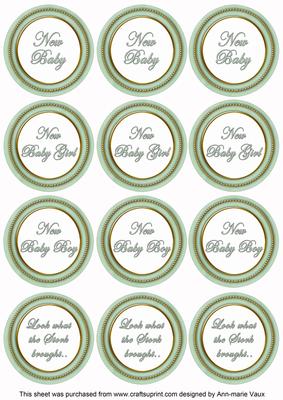 Mint Paint New Baby Mix Sentiment Round Toppers