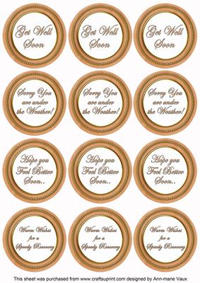 Borange Paint Get Well Soon Mix Sentiment Round Toppers