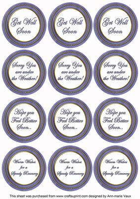 Dark Blue Paint Get Well Soon Mix Sentiment Round Toppers