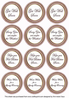 Dpink Paint Get Well Soon Mix Sentiment Round Toppers