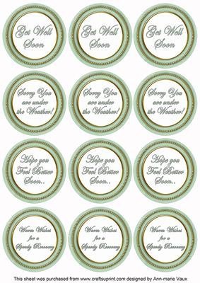 Mint Green Paint Get Well Soon Mix Sentiment Round Toppers