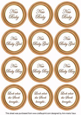 Borange Paint New Baby Mix1 Sentiment Round Toppers
