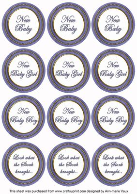Dark Blue Paint New Baby Mix1 Sentiment Round Toppers