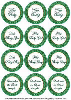 Dark Green Paint New Baby Mix1 Sentiment Round Toppers