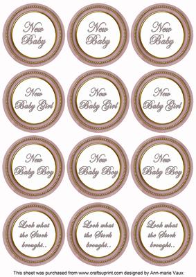 Dpink Paint New Baby Mix1 Sentiment Round Toppers