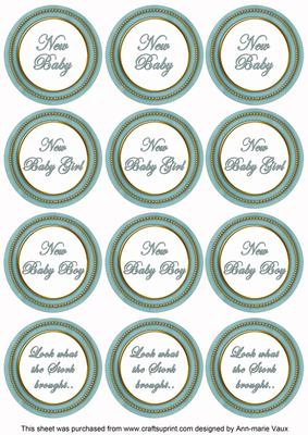 Dteal Paint New Baby Mix1 Sentiment Round Toppers