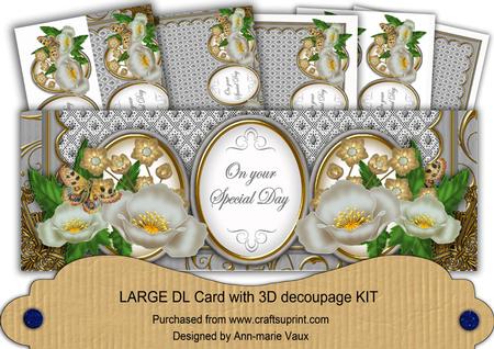 Silver Poppy Special Day Large Dl Decoupage Card Kit
